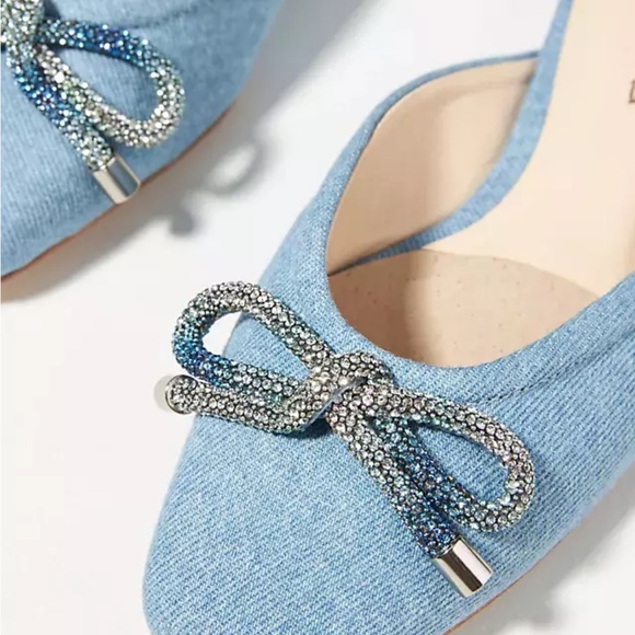 NEW Anthropologie Guilhermina DENIM Ballet Flat Mules Size 7 Store Display - Picture 2 of 6